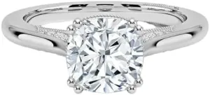 1 CT Cushion Cut Cathedral Crown Moissanite Engagement Ring, Handmade Wedding Ring, Milgrain Tacori Promise Ring, Christmas Gift For Her In 10K/14K/18K Solid Gold & 925 Sterling Silver
