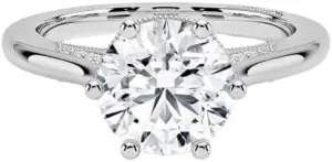 1 CT Round Cut Cathedral Crown Moissanite Engagement Ring, Handmade Wedding Ring, Milgrain Tacori Promise Ring, Christmas Gift For Her In 10K/14K/18K Solid Gold & 925 Sterling Silver