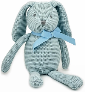 100% Organic Cotton Baby Toys Bunny Rabbit Stuffed Animals for Newborn 7.1" (Blue)