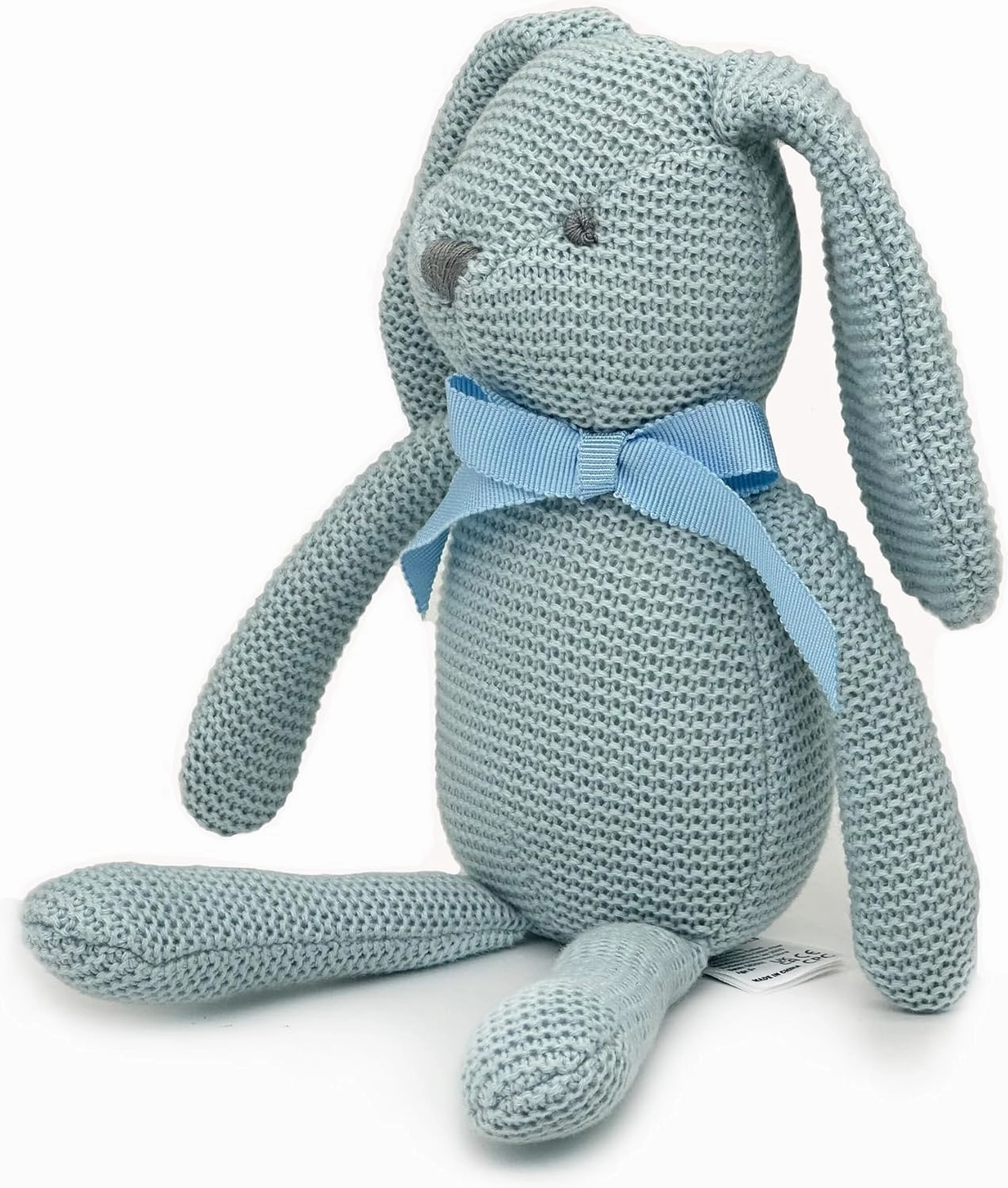 100% Organic Cotton Baby Toys Bunny Rabbit Stuffed Animals for Newborn 7.1" (Blue)