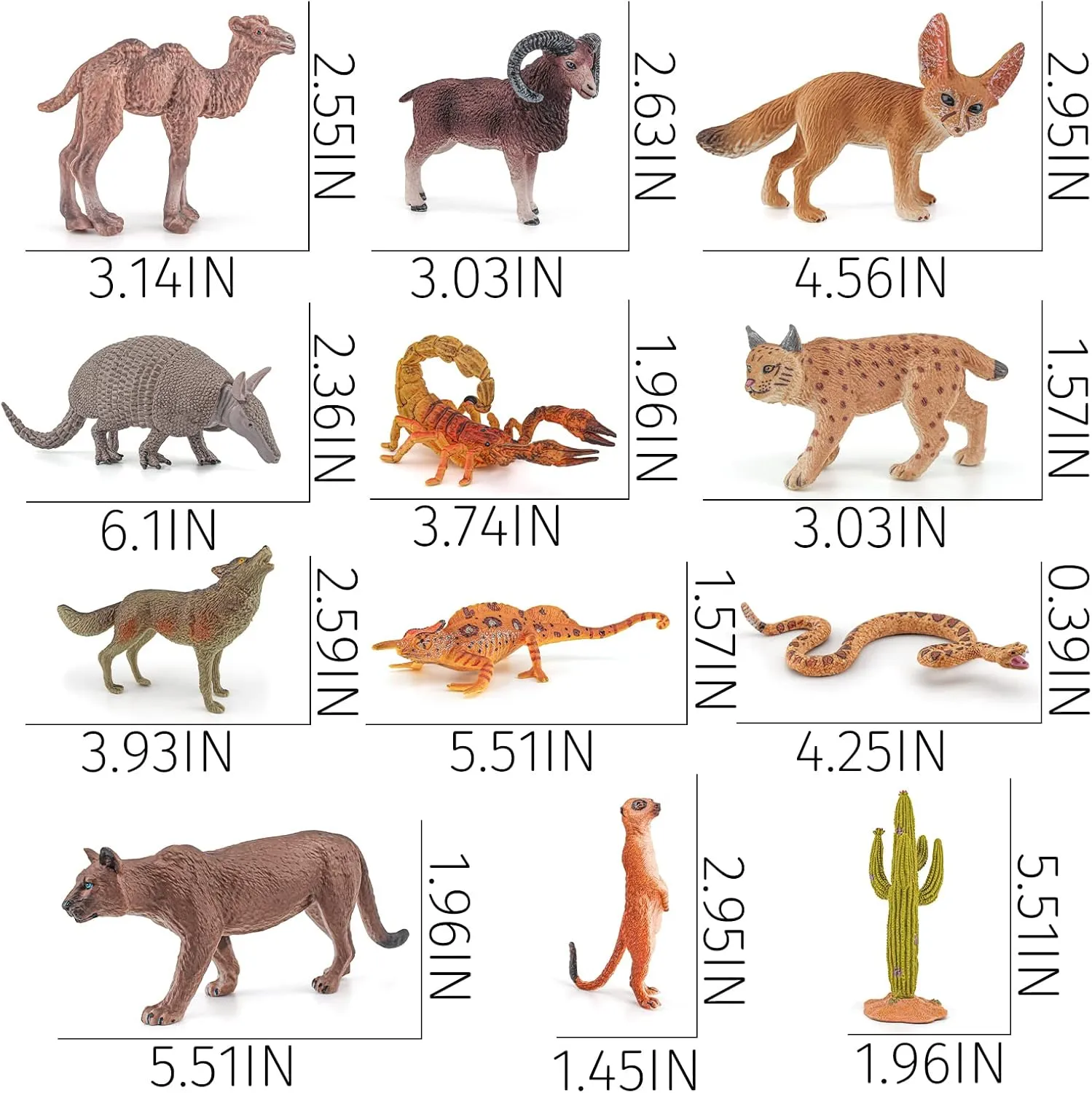 12-Piece Desert Animals Figurines Set - 6 Inch Realistic Toys for Kids, Toddlers, School Projects, Birthday Gifts, and Party Favors