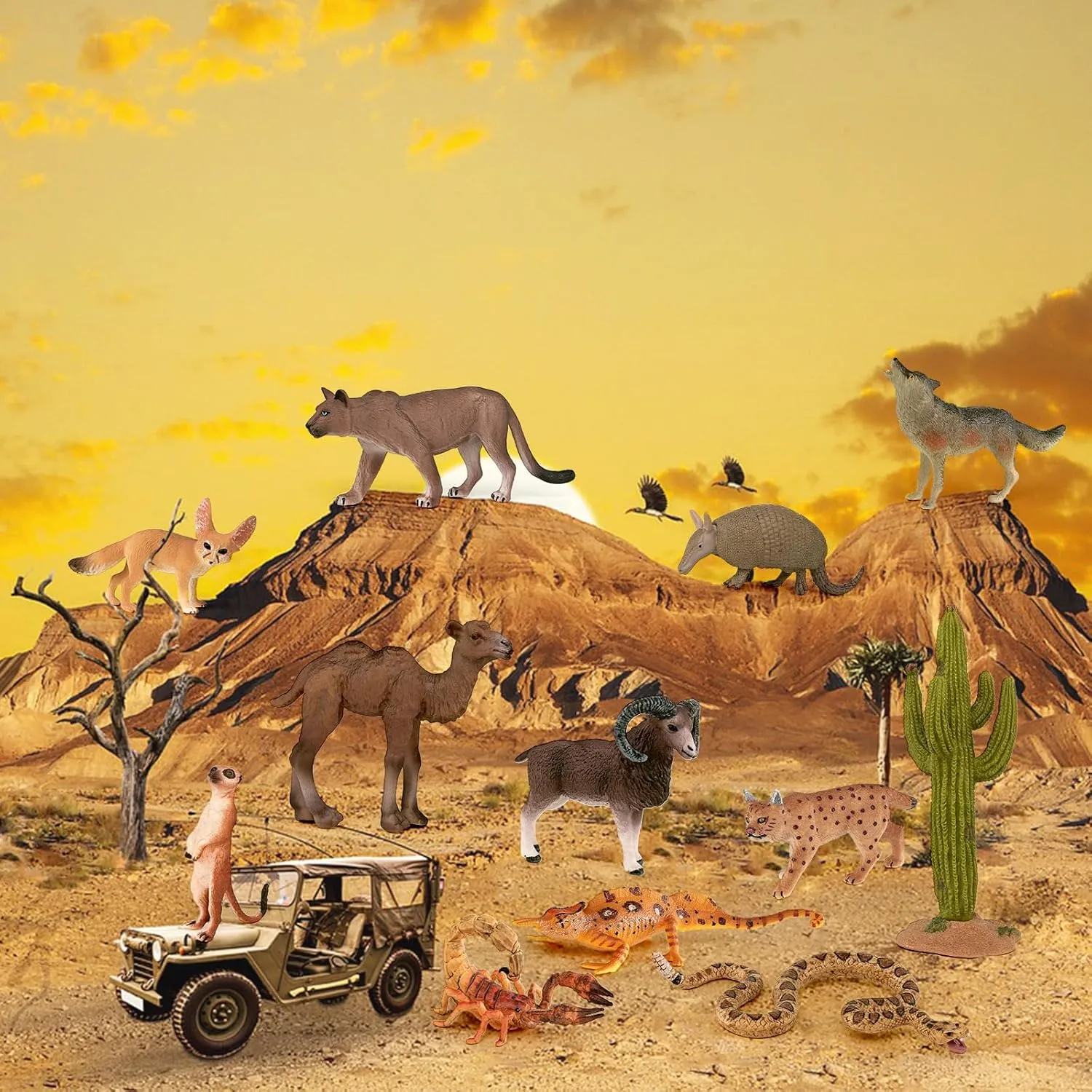 12-Piece Desert Animals Figurines Set - 6 Inch Realistic Toys for Kids, Toddlers, School Projects, Birthday Gifts, and Party Favors