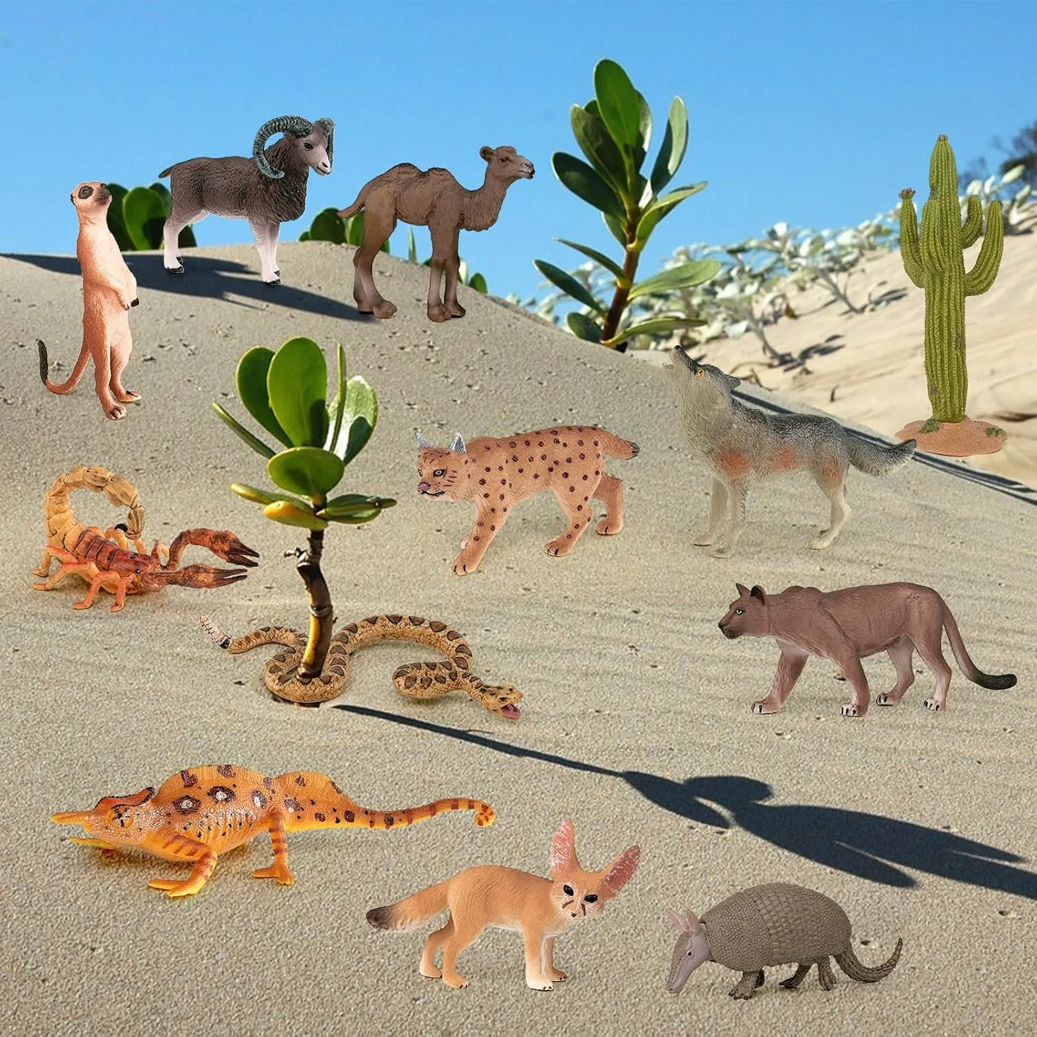12-Piece Desert Animals Figurines Set - 6 Inch Realistic Toys for Kids, Toddlers, School Projects, Birthday Gifts, and Party Favors