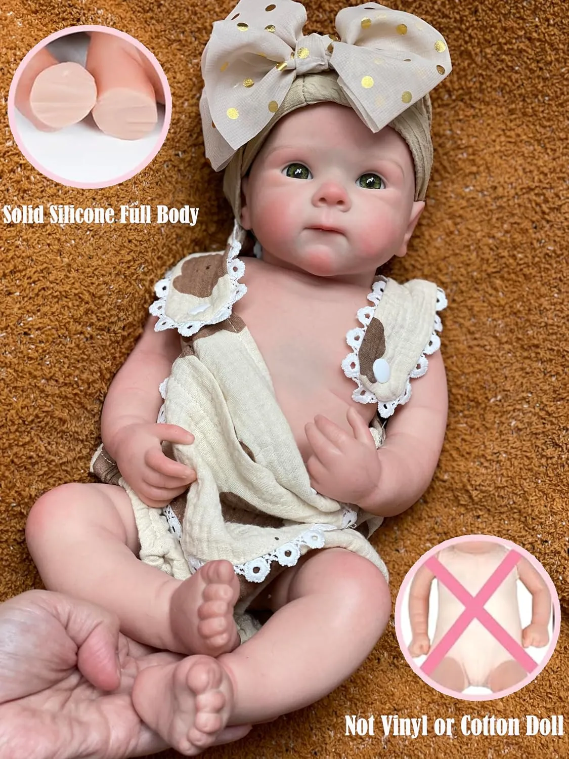 18inch Bettie Girl Doll Can Open Mouth Anatomically Correct Silicone Baby Dolls Realistic Full Solid Silicone Body Newborn Dolls Flexible