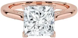 2 CT Princess Cut Cathedral Crown Moissanite Engagement Ring, Handmade Wedding Ring, Milgrain Tacori Promise Ring, Christmas Gift For Her In 10K/14K/18K Solid Gold & 925 Sterling Silver