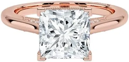 2 CT Princess Cut Cathedral Crown Moissanite Engagement Ring, Handmade Wedding Ring, Milgrain Tacori Promise Ring, Christmas Gift For Her In 10K/14K/18K Solid Gold & 925 Sterling Silver