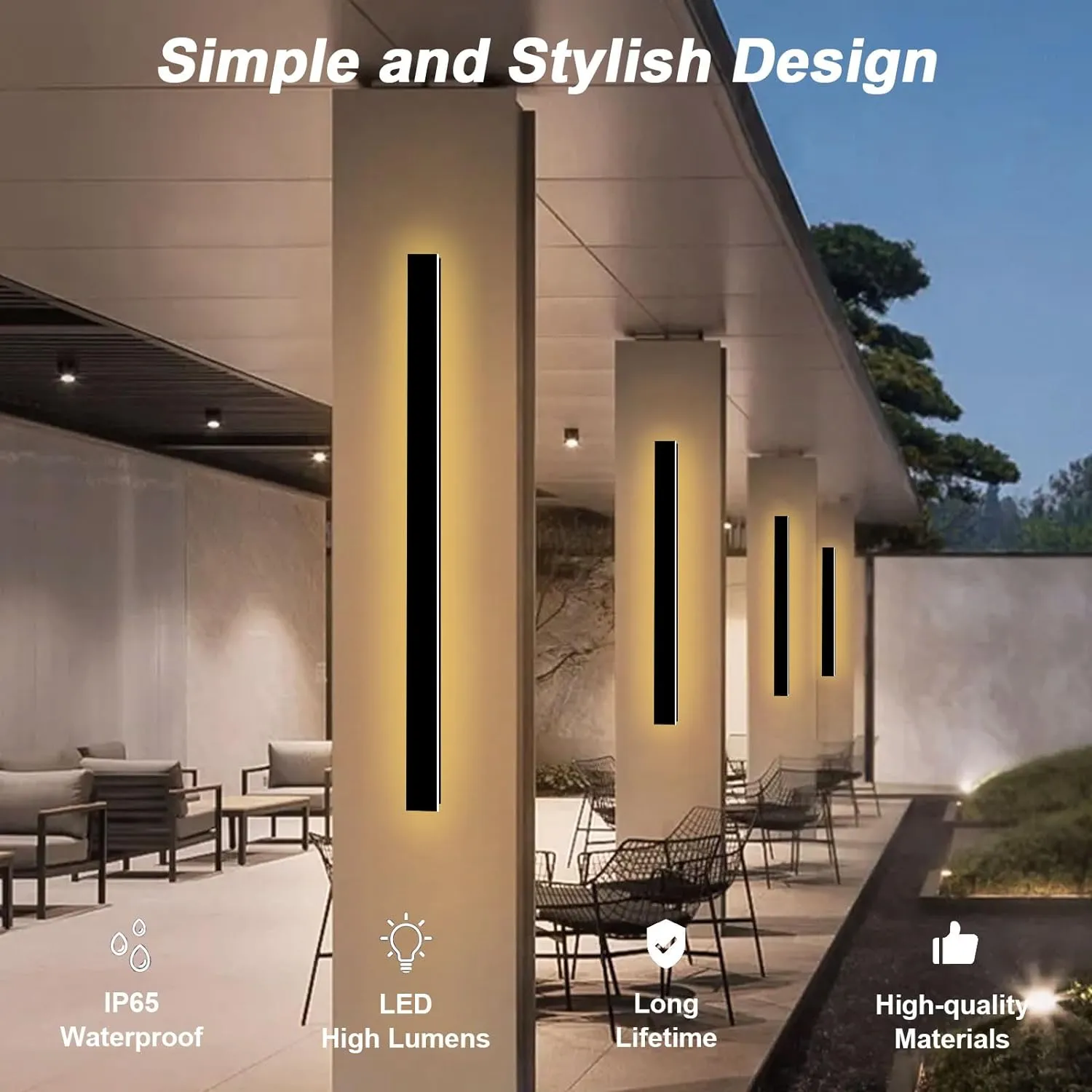 2 Pack 47inch Outdoor Wall Lights Modern Long LED Wall Sconce, LED Waterproof Ip65 Outdoor Garage Lights 3000K Wall Mount Exterior Light Fixture for House Garage Patio