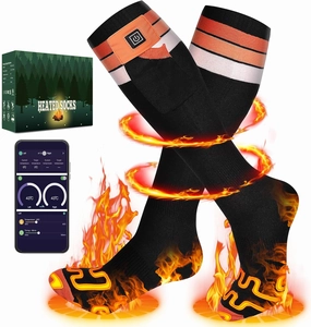 2024 Upgraded Heated Socks for Men Women with APP Remote Control & 7.4V 22.2WH,6000mAh Up to17H Rechargeable Heated Ski Sock 5 Levels Temperature for Winter Outdoor Camping Hiking Skiing OR L2