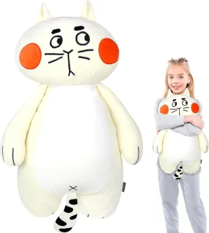 23 inch Long Cat Plush Pillow - Soft Stuffed Animal Pillow for Kids & Adults, Body Pillow (Cat That Eats Melon)