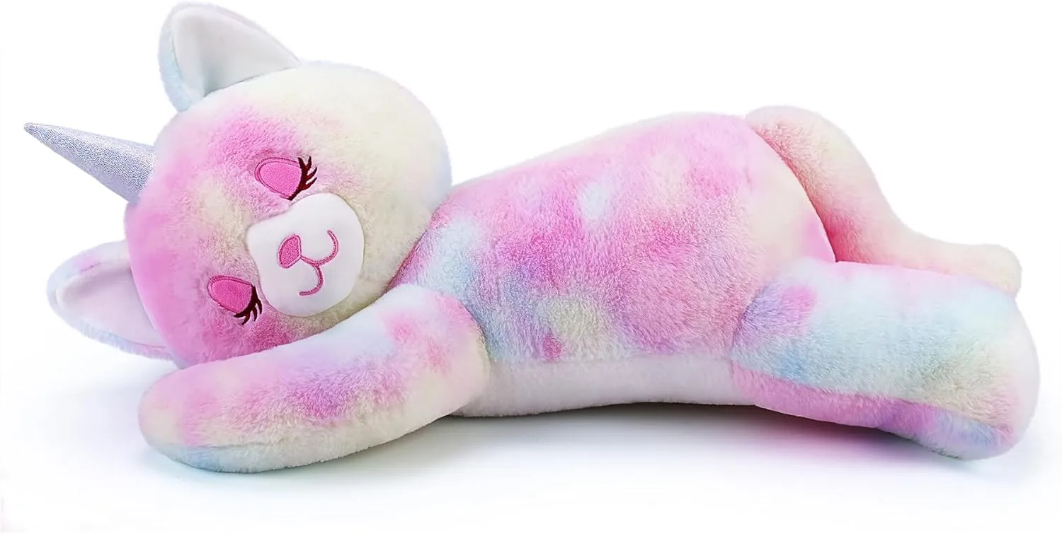 24'' Large Unicorn Cat Plush Stuffed Animal Pillow - Big Plushie Toy for Sleeping, Birthday Gifts for Kids, Girls and Boys