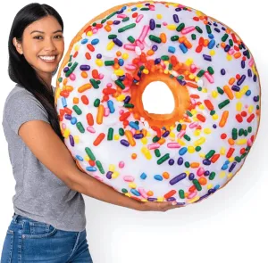 31" 3D Sprinkle Donut Throw Pillow - Made with Super Soft & Ultra Premium Fabric - Cute, Comfortable, Plush Stuffed Doughnut Cake Cushion for Home Decor - Best Funny or Teen Gift - Large
