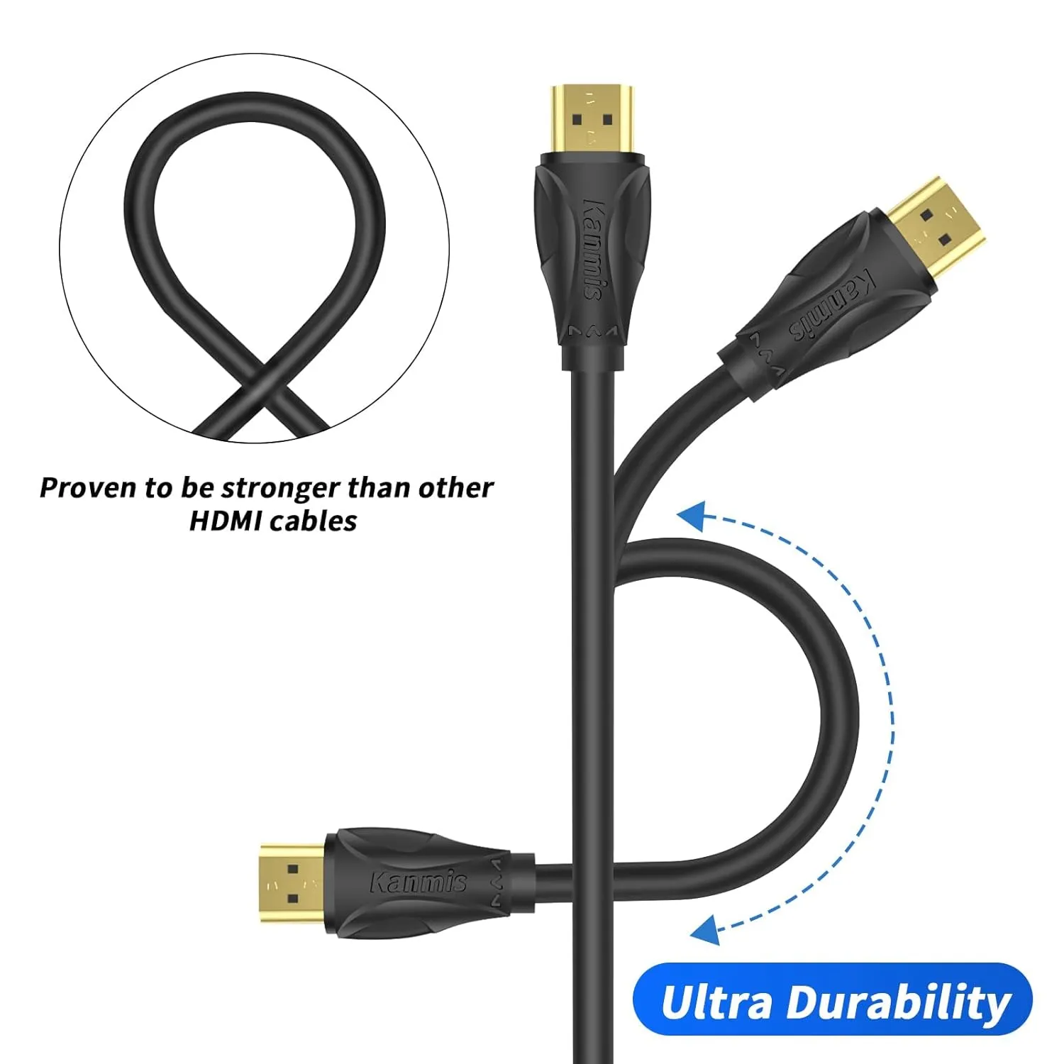4K HDMI Cable 50ft, High Speed Hdmi 2.0 Cables &4K@60Hz 2K 1080P, Ultra High Speed Gold Plated Connectors hdmi Cord, Compatible with PlayStation Arc PS3 PS4 PC HDTV