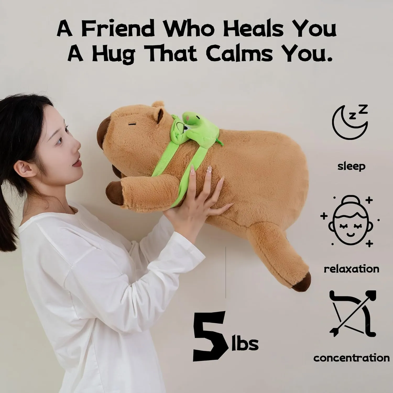 5 Pounds Weighted Capybara Stuffed Animals 23.6Inch Large Weighted Capybara Plush,Huggable Companion for Kids & Adults, Gift for Thanksgiving, Christmas and Birthday.