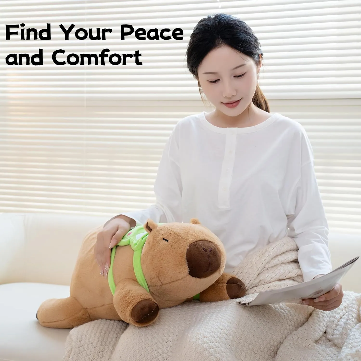 5 Pounds Weighted Capybara Stuffed Animals 23.6Inch Large Weighted Capybara Plush,Huggable Companion for Kids & Adults, Gift for Thanksgiving, Christmas and Birthday.