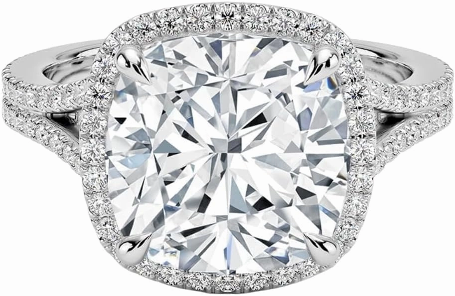 5 CT Cushion Cut Moissanite Engagement Ring 10K 14K 18K Solid White Gold, 925 Sterling Silver wedding ring Luxury diamond jewelry for Christmas Promise Ring