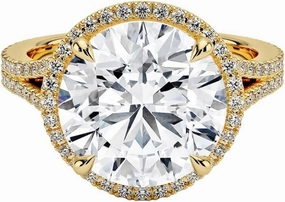 5 CT Round Moissanite Engagement Ring For Women 10K 14K 18K Solid Yellow Gold & 925 Sterling Silver Baguette Accents Luxury diamond Promise Ring