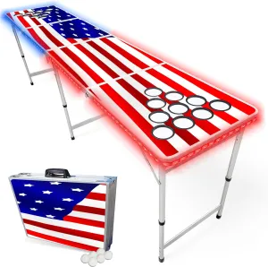 8-Foot Regulation Length Folding Table w/Optional Cup Holes, LED Lights, Custom Graphic (Choose Your Model)