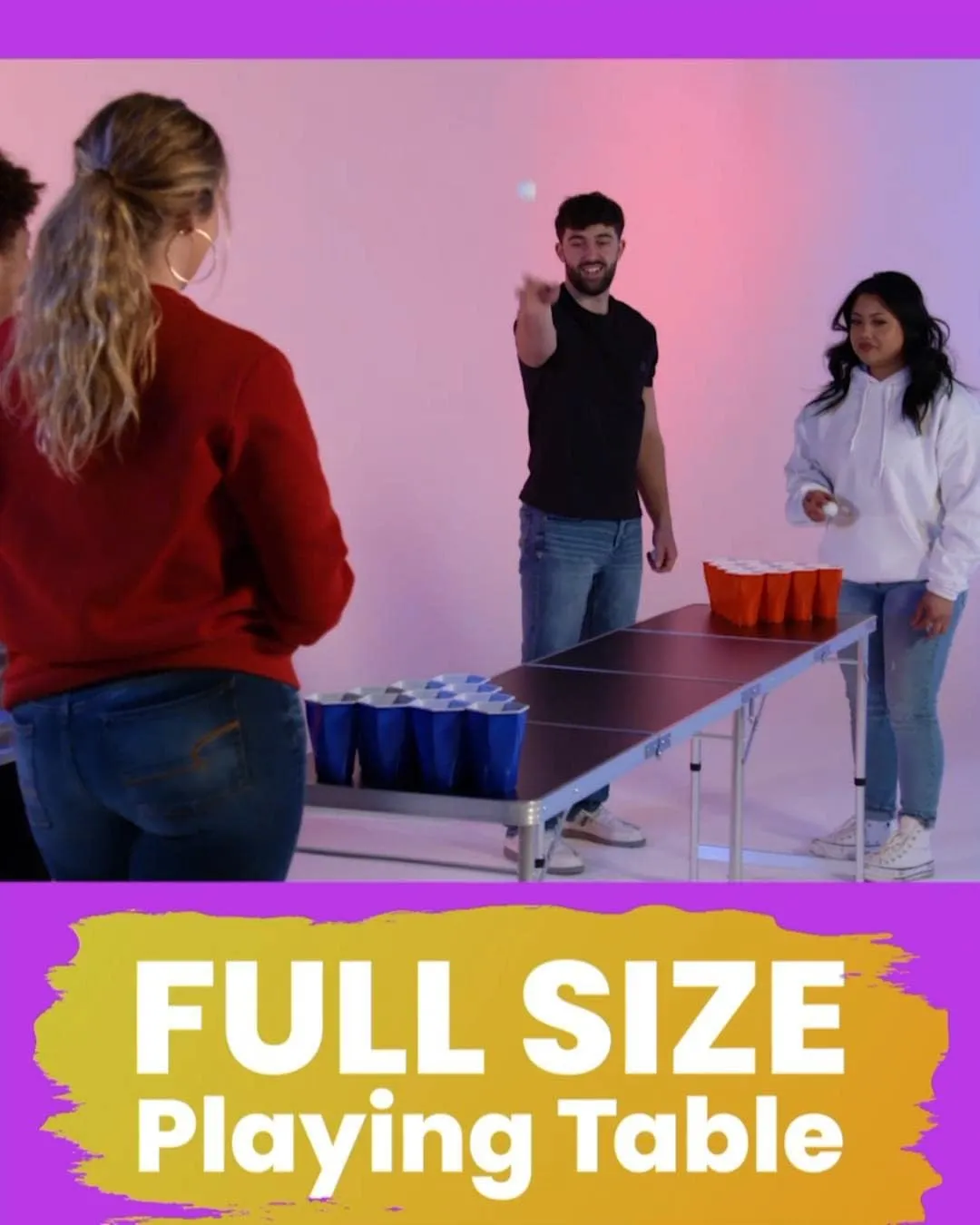 8-Foot Regulation Length Folding Table w/Optional Cup Holes, LED Lights, Custom Graphic (Choose Your Model)