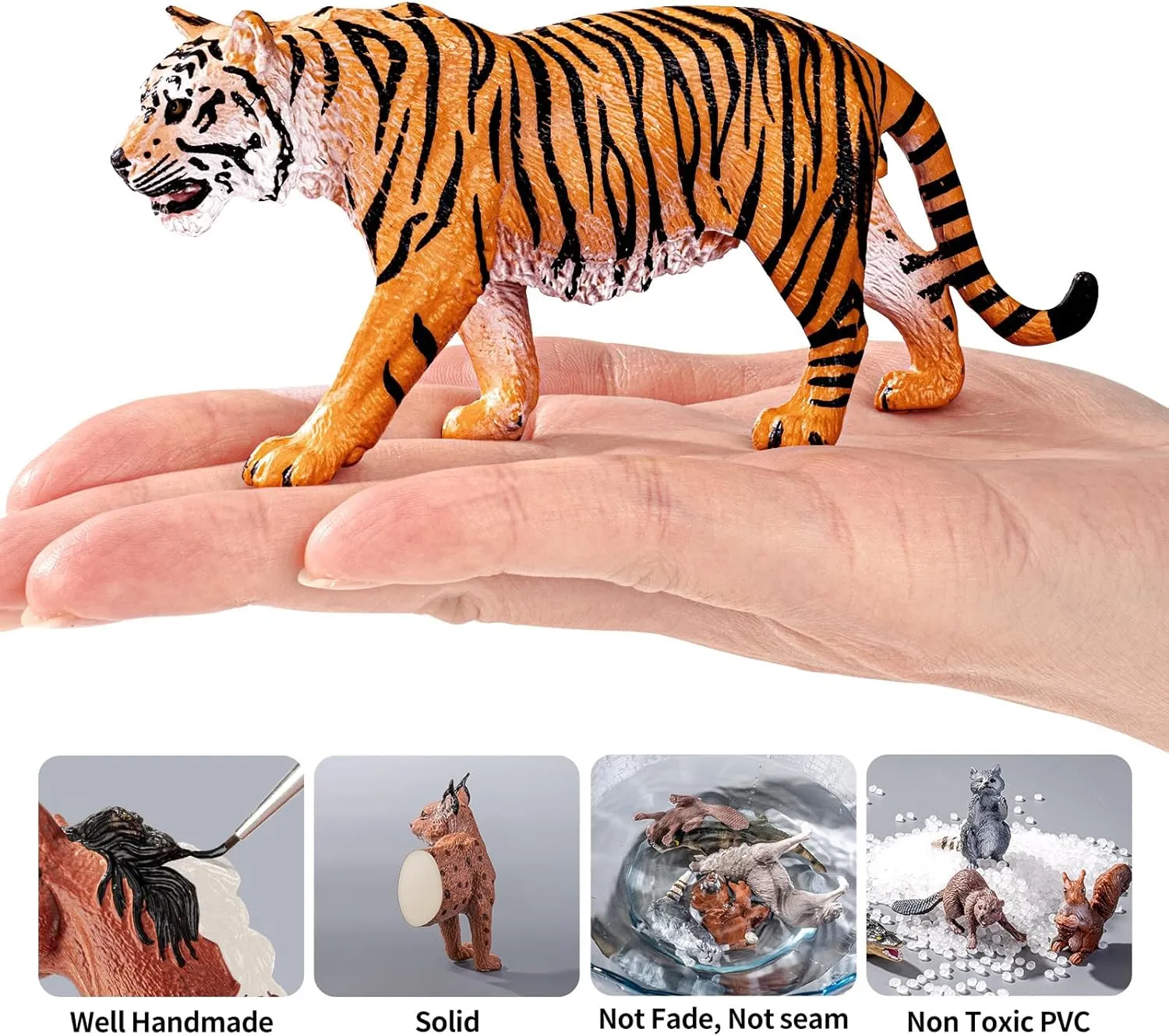 8PCS 2-5" Safari Jungle Animals Figures Toys Includes Realistic Lion, Tiger, Black Cheetah, Leopard with Cubs, Cake Toppers Birthday Gift Party Favors Toys for Toddlers Kids 3-5 5-7 4-8