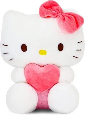 9" Cat Plush with Hearts Love, Kawaii Cat Stuffed Animal Pillow Soft Animal Stuffy Doll Toys Valentine’s Day Gifts for Girlfriend (Heart-D) (White)