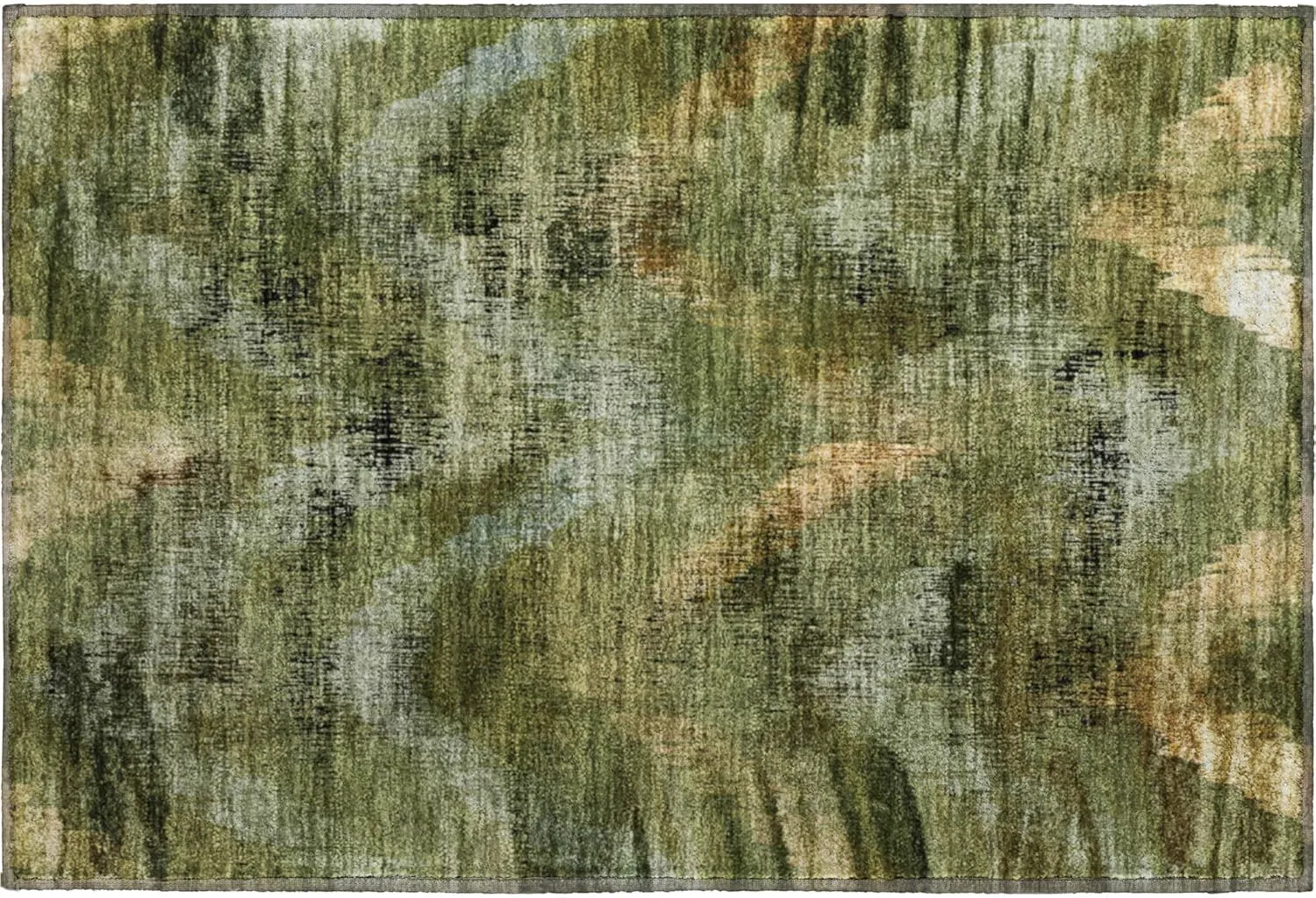 Addison Rugs Mayfield AMF792 Olive 1'8" x 2'6" Indoor Premium Machine Washable Rug, Silky Soft, Easy Clean, Non Shedding, Bedroom, Living Room, Dining Room, Kitchen, Patio Rug