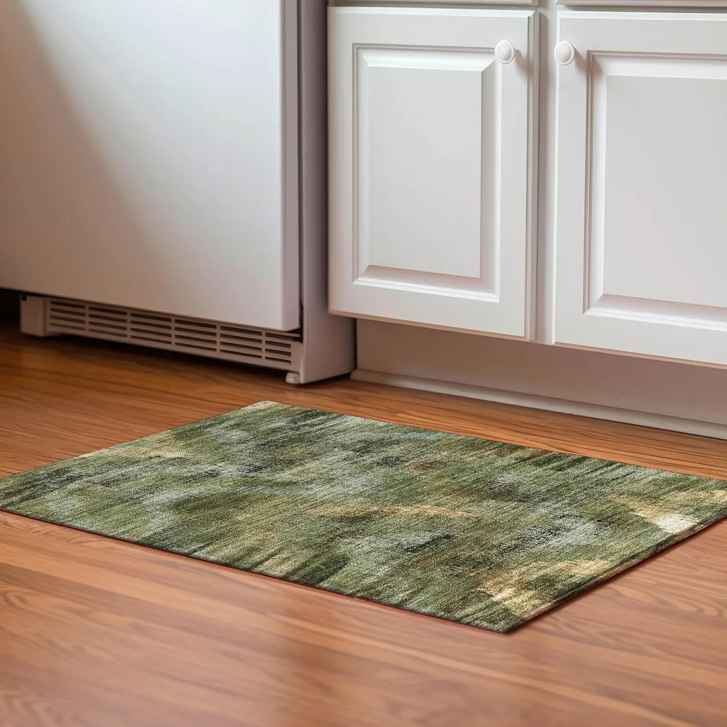 Addison Rugs Mayfield AMF792 Olive 1'8" x 2'6" Indoor Premium Machine Washable Rug, Silky Soft, Easy Clean, Non Shedding, Bedroom, Living Room, Dining Room, Kitchen, Patio Rug