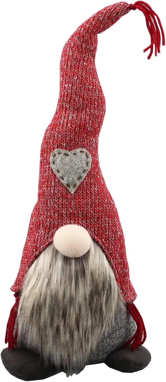 Admired By Nature, Nordic Nisse Gnome, ABN5D002R-RD 17 inches, Christmas Plush, Plush Tomte Gnome Swedish, Scandinavian Style Décor, Red Hat Doll Décor, Red