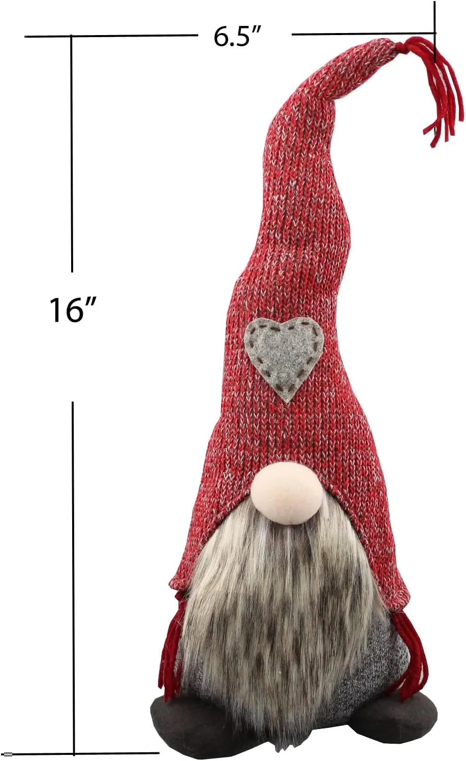 Admired By Nature, Nordic Nisse Gnome, ABN5D002R-RD 17 inches, Christmas Plush, Plush Tomte Gnome Swedish, Scandinavian Style Décor, Red Hat Doll Décor, Red