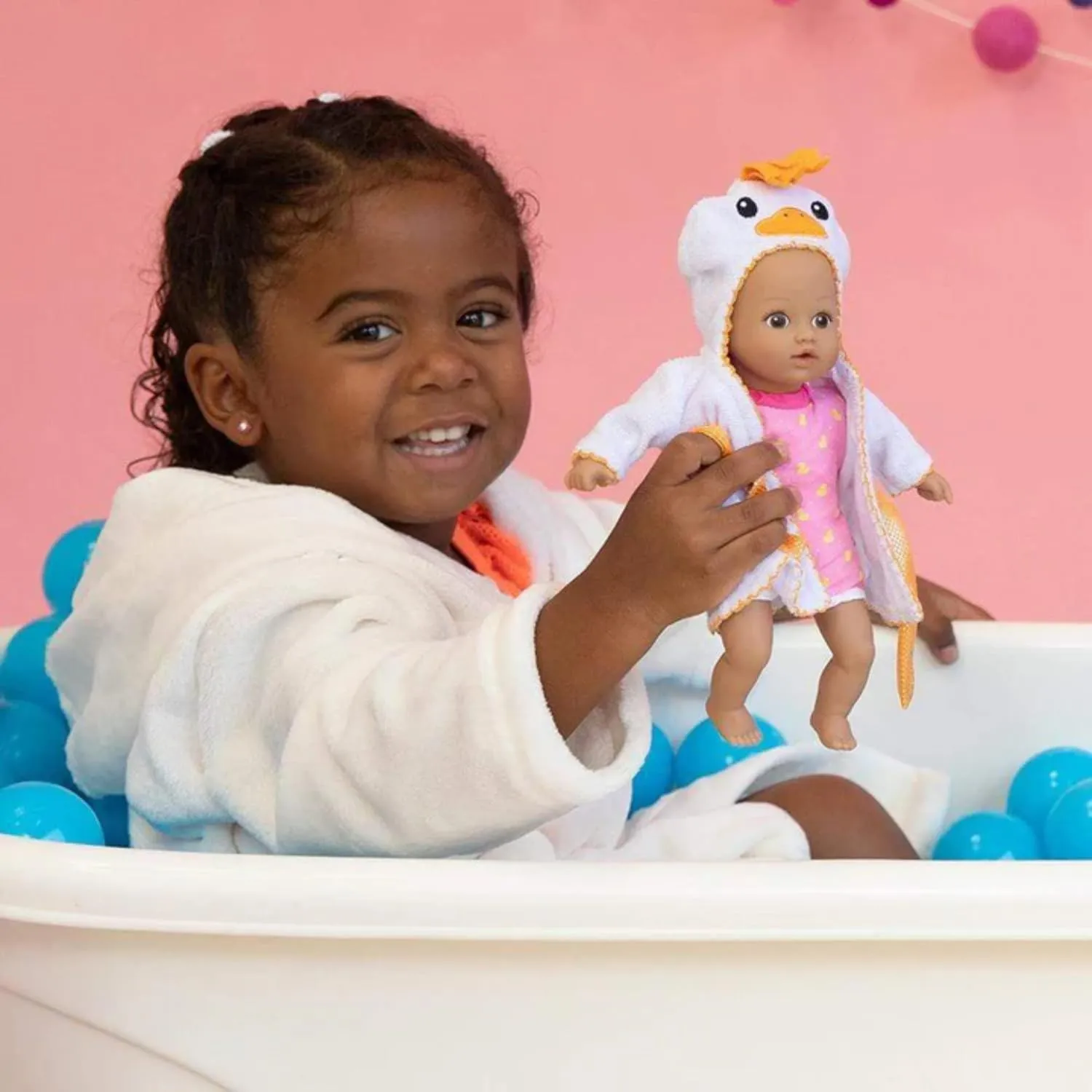 ADORA Bath Time Baby Tots Collection, 8.5" Baby Doll and Clothes Set, Made with Fresh Powder Scent, Machine Washable and Exclusive QuickDri Vinyl Body, Birthday Gift for Ages 1  - Ducky