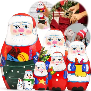 AEVVV Santa Nesting Dolls Set of 7 pcs - Matryoshka Doll with Santa Claus Figurines - Snowman Nesting Dolls - Russian Christmas Nesting Dolls