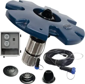 Airmax EcoSeries, Big Pond & Large Lake Floating Fountain Kit, 1/2 Horsepower Oil Free Inline Water Pump, 3 Spray Pattern Nozzles, Float Ring, 115 Volt Outdoor Electric Control Box, 100’ Power Cord