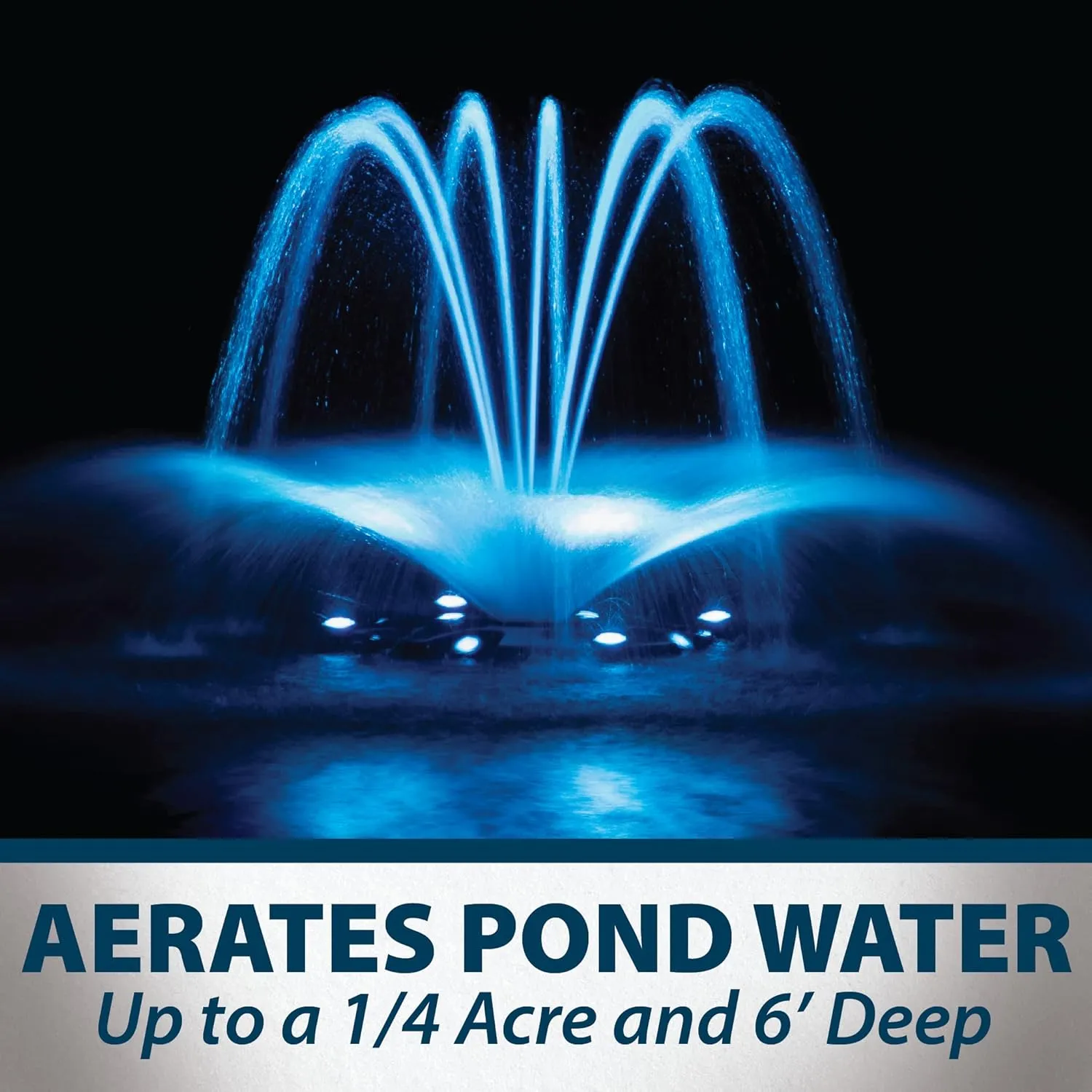 Airmax EcoSeries, Big Pond & Large Lake Floating Fountain Kit, 1/2 Horsepower Oil Free Inline Water Pump, 3 Spray Pattern Nozzles, Float Ring, 115 Volt Outdoor Electric Control Box, 100’ Power Cord