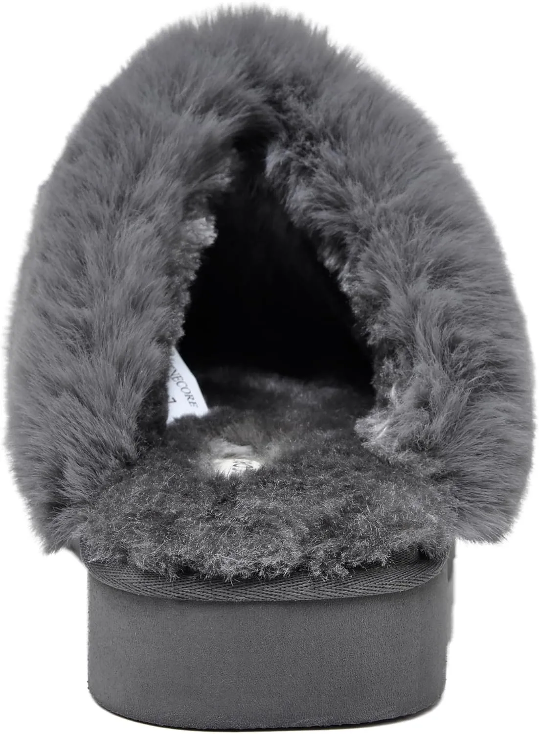 Amber Women's Winter Fur Slippers Genuine Suede Fluffy Faux Fur Memory Foam Cushion, Indoor and Outdoor