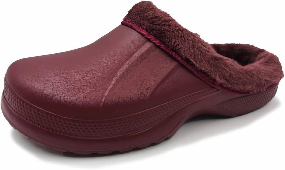 Amoji Fur Lined Clogs Fleece Garden Slippers House Home Winter Clogs Shoes