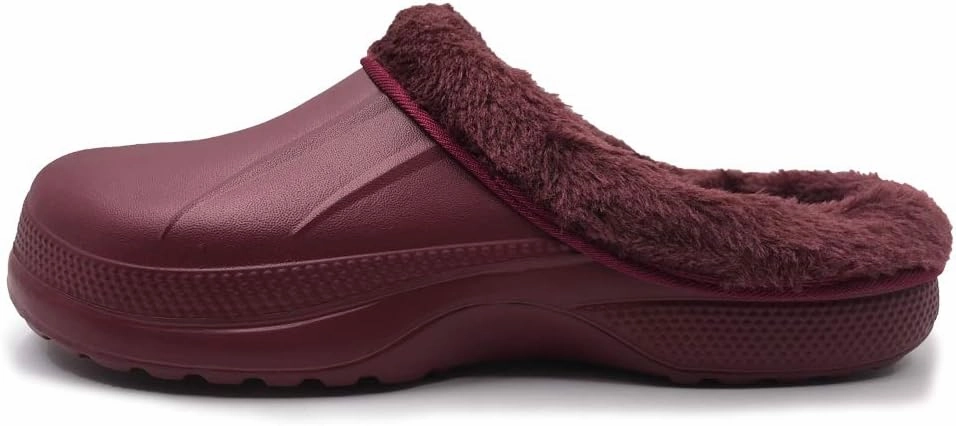 Amoji Fur Lined Clogs Fleece Garden Slippers House Home Winter Clogs Shoes