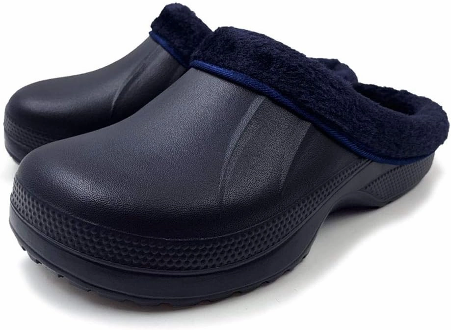 Amoji Fur Lined Clogs Fleece Garden Slippers House Home Winter Clogs Shoes