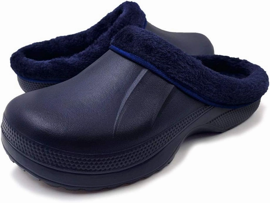 Amoji Fur Lined Clogs Fleece Garden Slippers House Home Winter Clogs Shoes