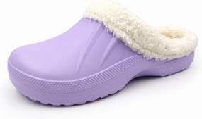 Amoji Fur Lined Clogs Fleece Garden Slippers House Home Winter Clogs Shoes