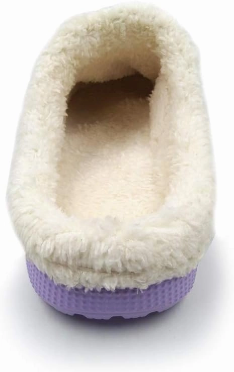 Amoji Fur Lined Clogs Fleece Garden Slippers House Home Winter Clogs Shoes