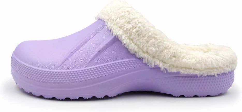 Amoji Fur Lined Clogs Fleece Garden Slippers House Home Winter Clogs Shoes