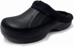 Amoji Fur Lined Clogs Fleece Garden Slippers House Home Winter Clogs Shoes