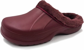 Amoji Fur Lined Clogs Fleece Garden Slippers House Home Winter Clogs Shoes