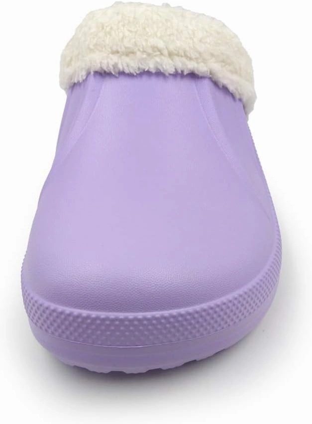 Amoji Fur Lined Clogs Fleece Garden Slippers House Home Winter Clogs Shoes