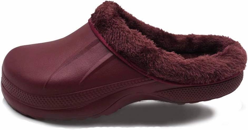 Amoji Fur Lined Clogs Fleece Garden Slippers House Home Winter Clogs Shoes