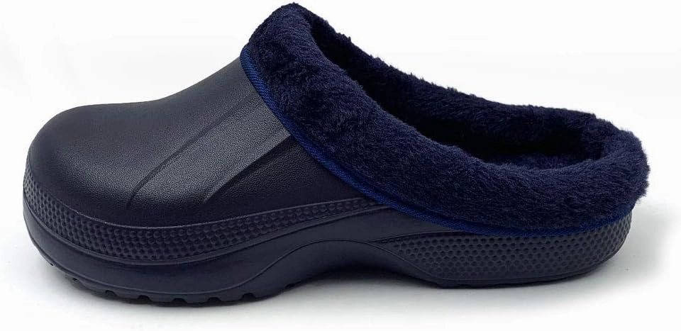 Amoji Fur Lined Clogs Fleece Garden Slippers House Home Winter Clogs Shoes