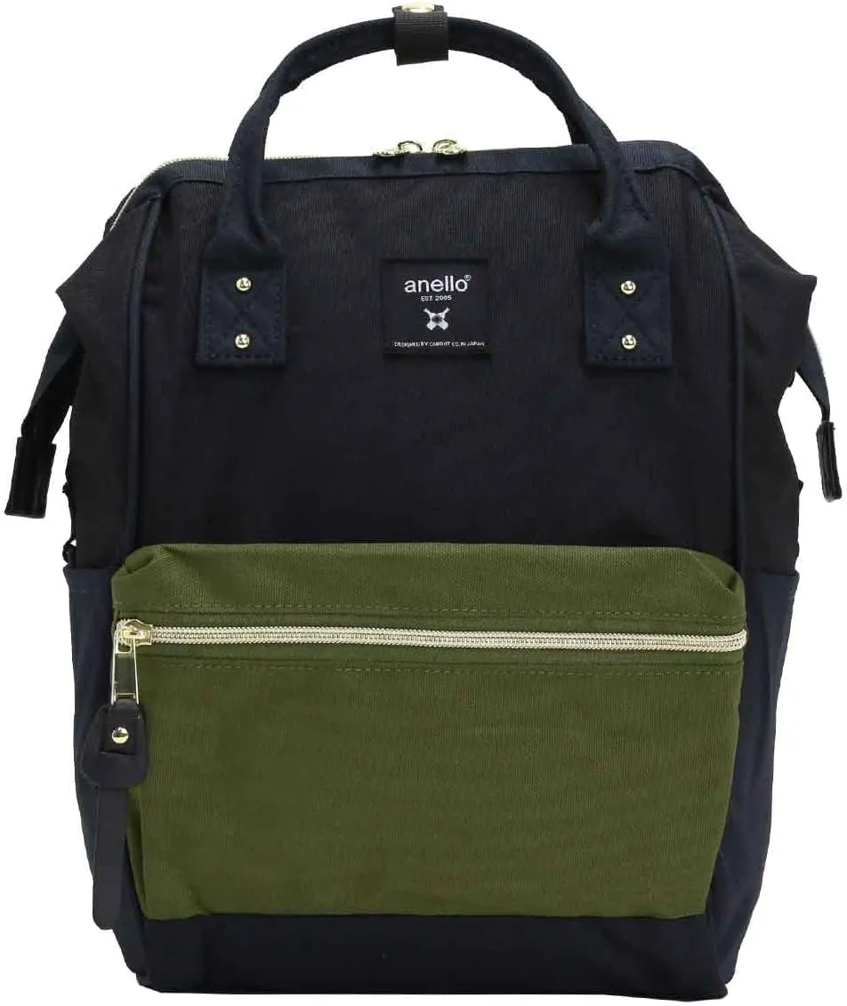 Anero ATB0197Z Backpack with Clasp, S, A4 Base, Water Repellent, Multiple Storage, PC Storage, Navy x Olive
