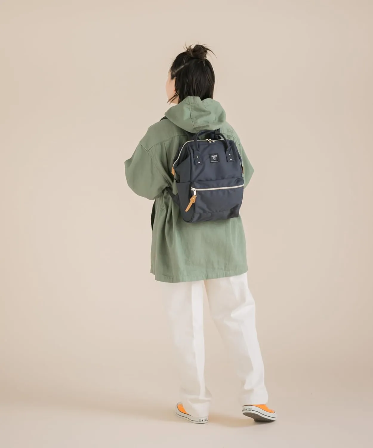 Anero ATB0197Z Backpack with Clasp, S, A4 Base, Water Repellent, Multiple Storage, PC Storage, Navy