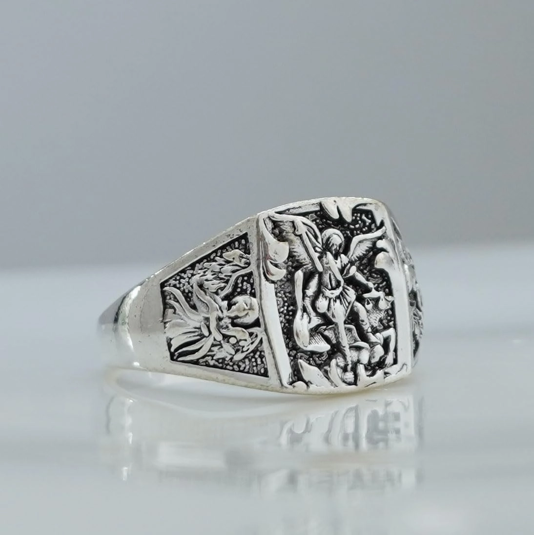 Angel Sword Ring - Retro Hip Hop Punk Angel Wings Band for Men
