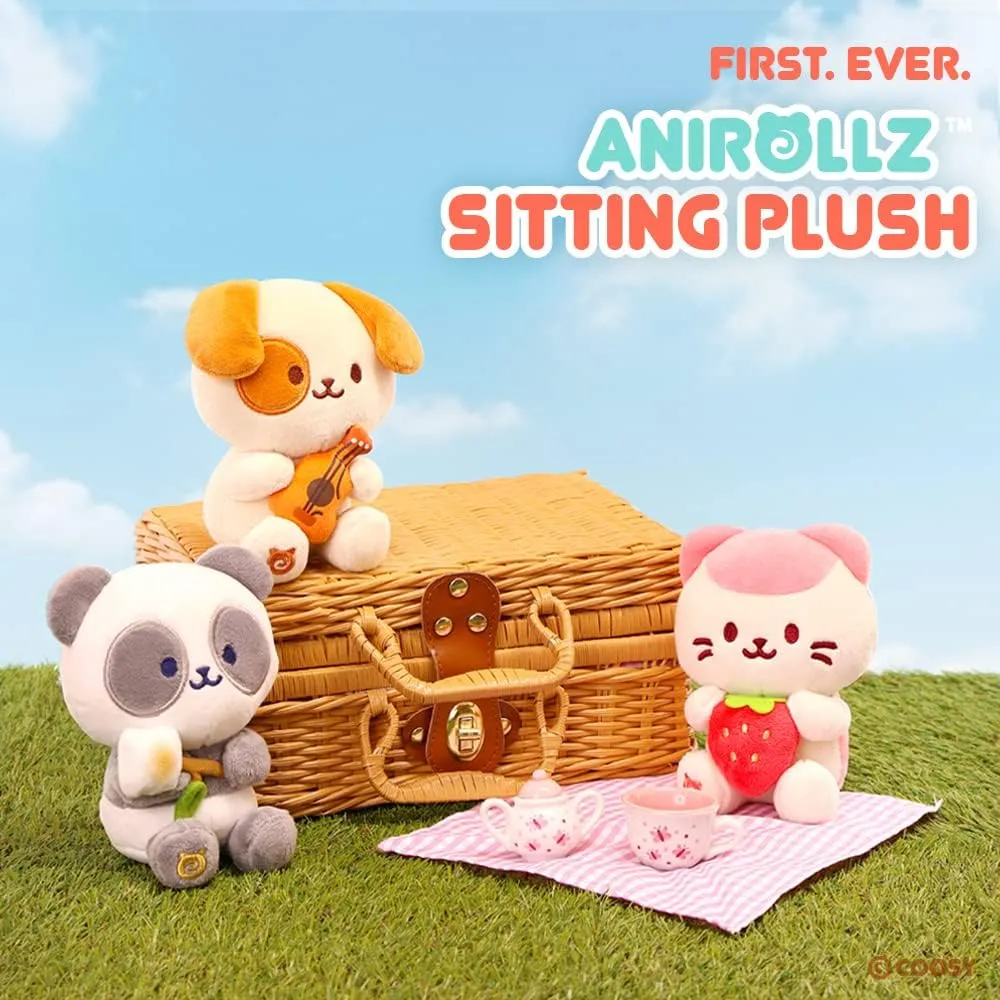 Anirollz Stuffed Animal Plush Toy – 6" Small Sitting Plush Doll Soft, Squishy, Warm, Cute, Comfort, Safe Birthday Puppy Dog Character with Guitar Puppiroll