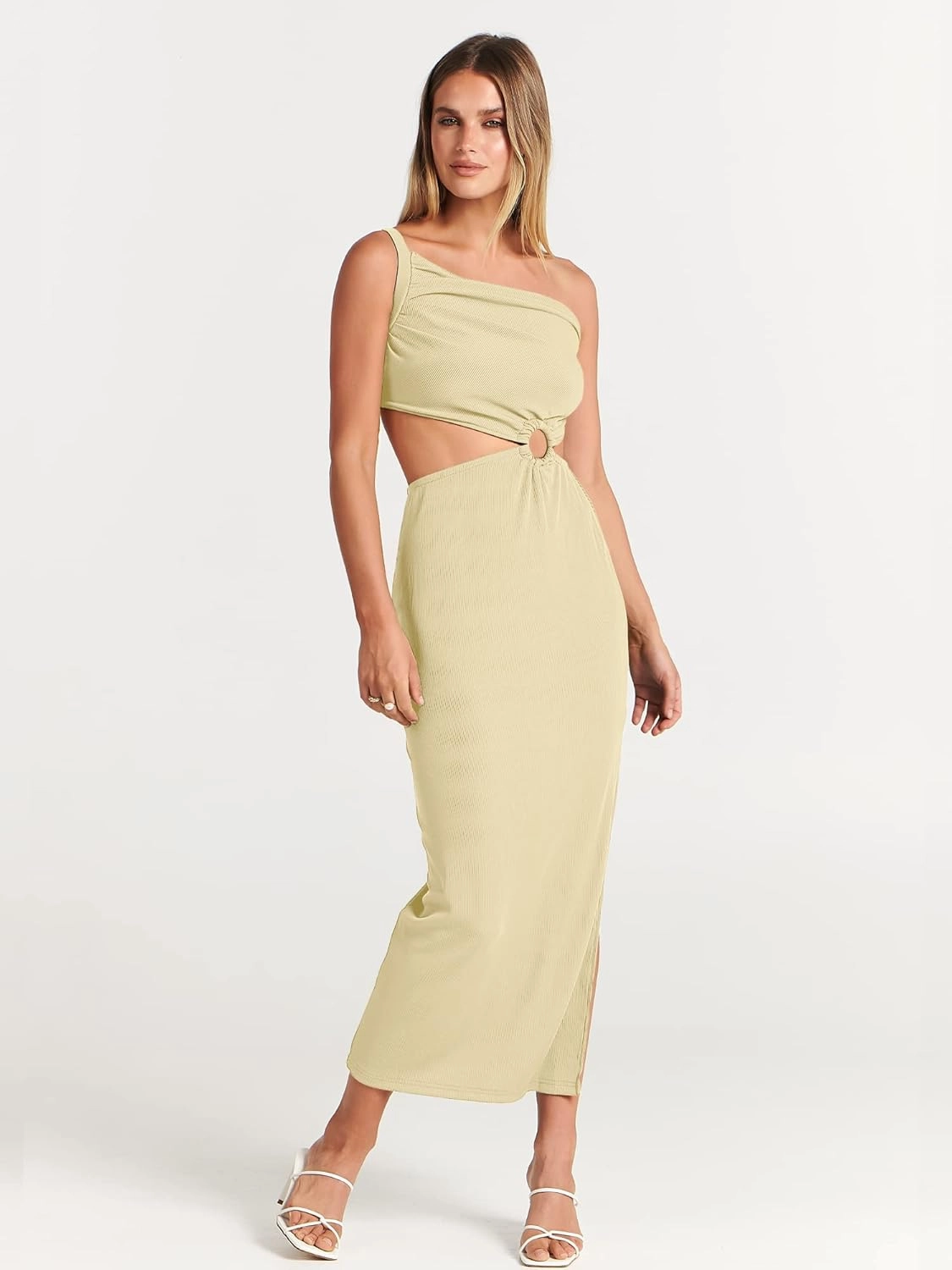ANRABESS Women Summer One Shoulder Sleeveless Maxi Dress Cutout Sexy Bodycon Semi Formal Dinner Date Vacation Dresses